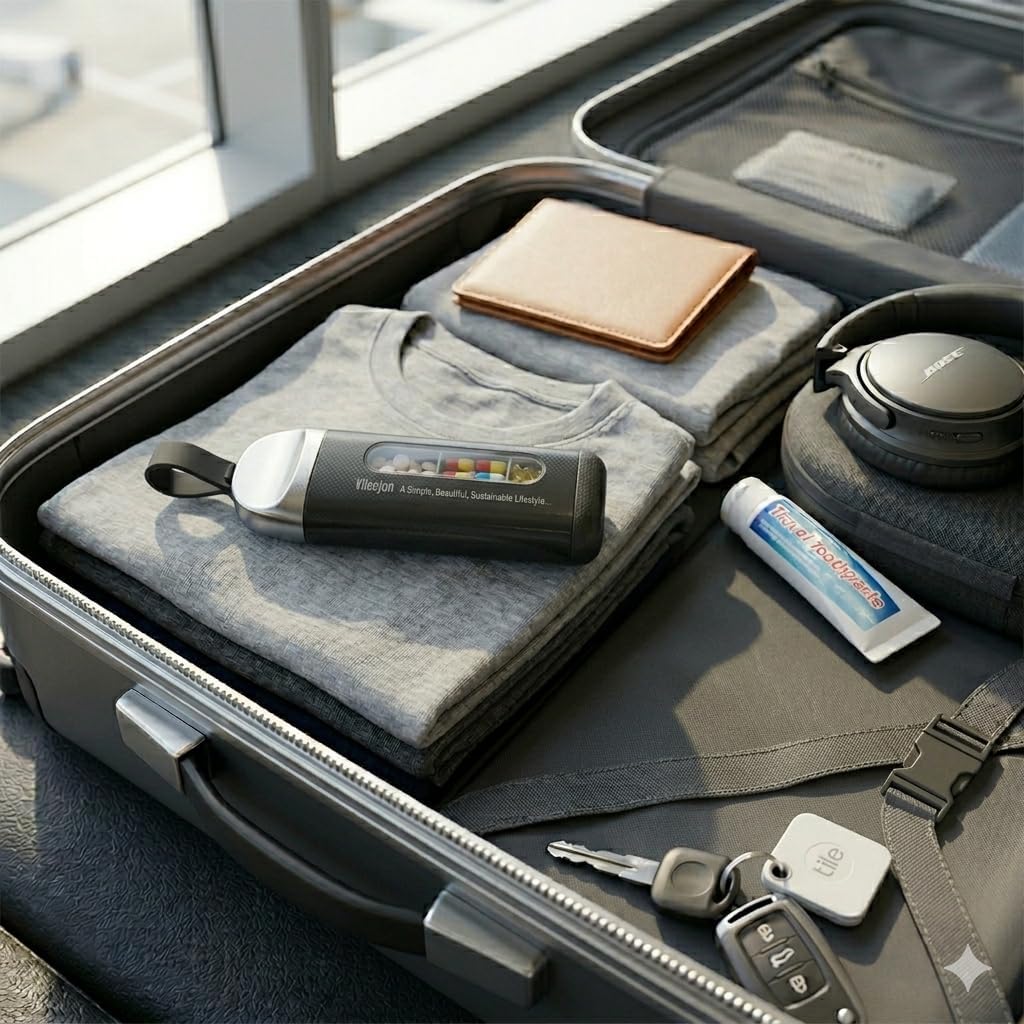3-Compartment Travel Pill Case with Strap