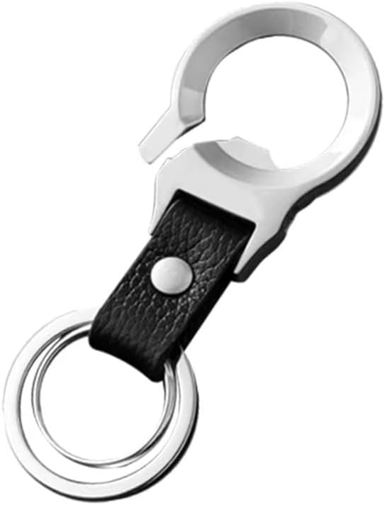 GATYZGEAR Bottle Opener Keychain with Black Leather Strap Double Loop Rings