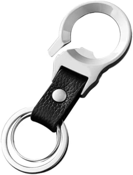 GATYZGEAR Bottle Opener Keychain with Black Leather Strap Double Loop Rings