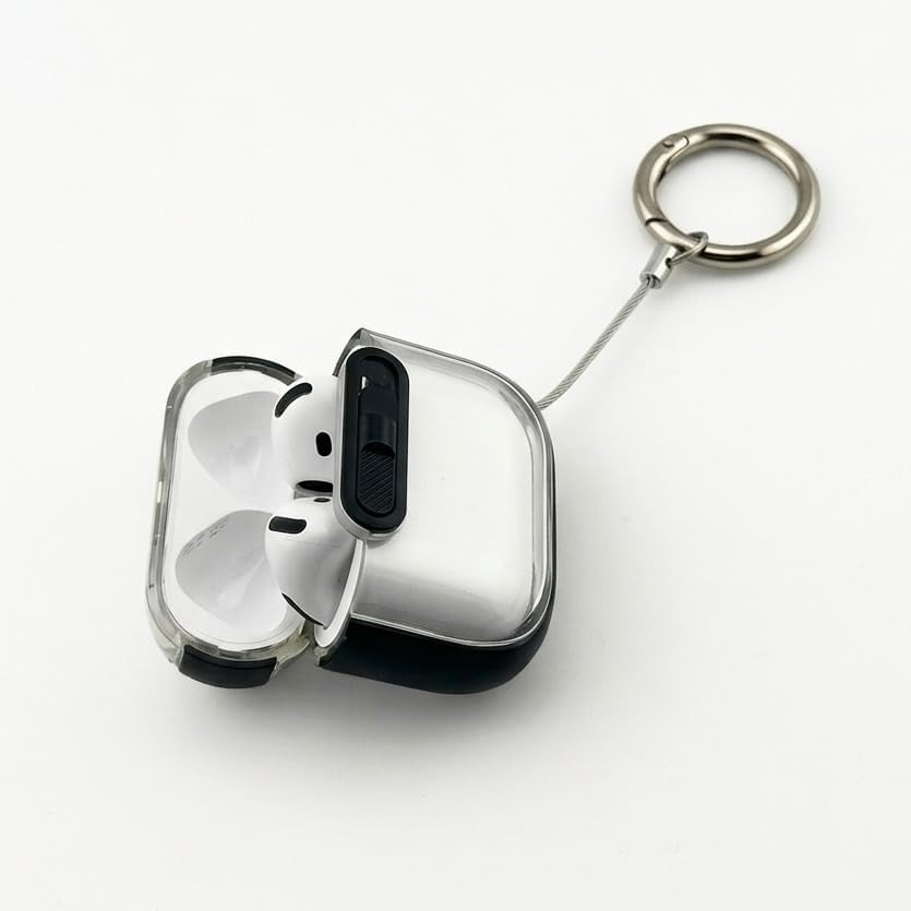 Clear Silicone Case for AirPods 4 with Carabiner