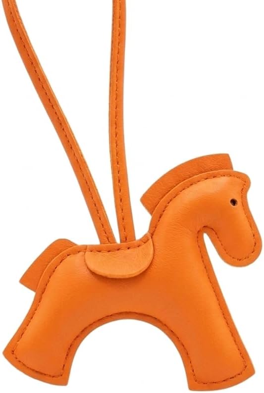 GATYZGEAR Orange Leather Horse Handbag Charm, Cute Pony Bag Accessory with Strap