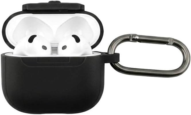 Black Silicone Case for AirPods 4 with Carabiner