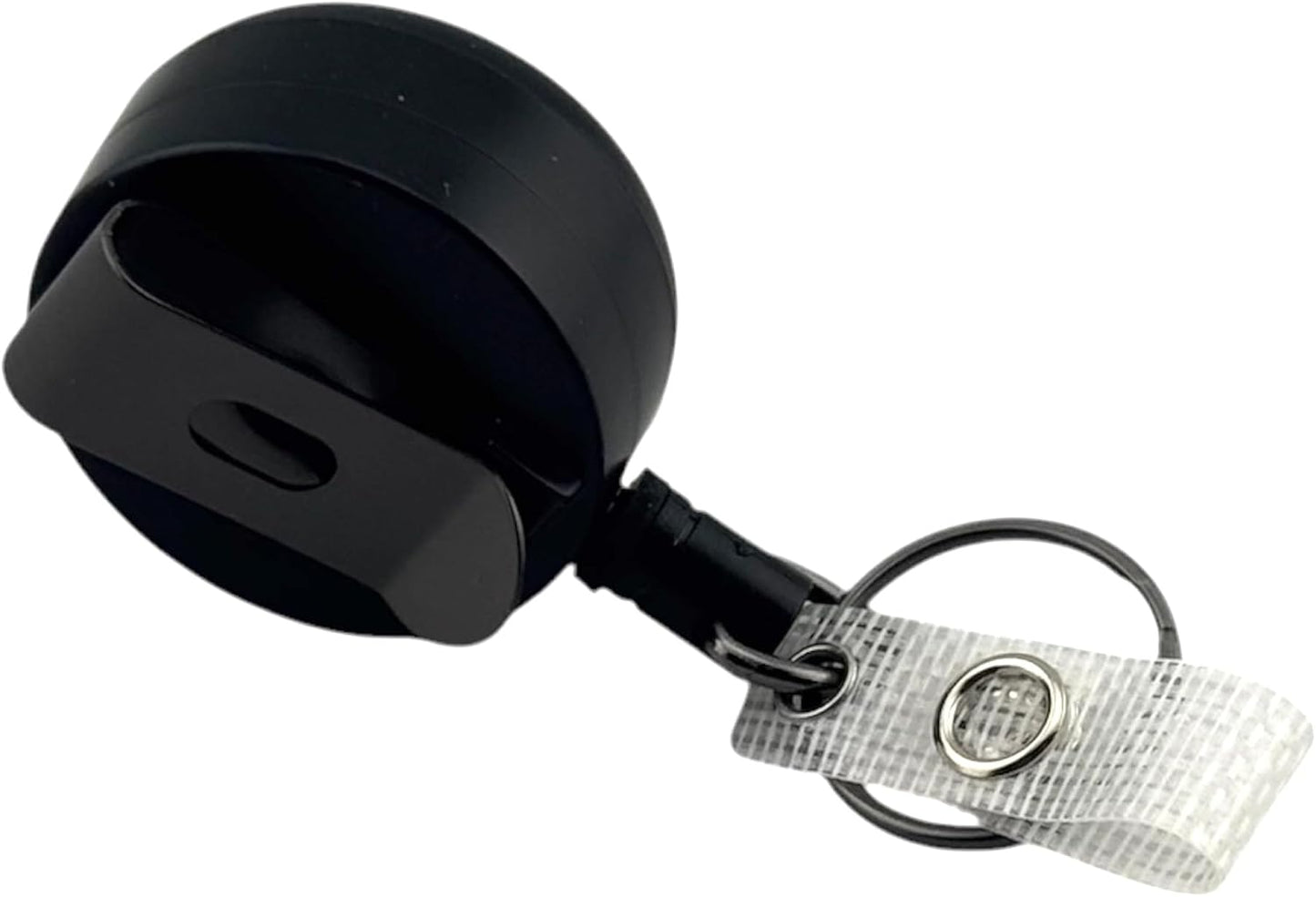 Heavy Duty Retractable Badge Reel with Key Ring, Black, Compatible with AirTag, Thick Belt Clip