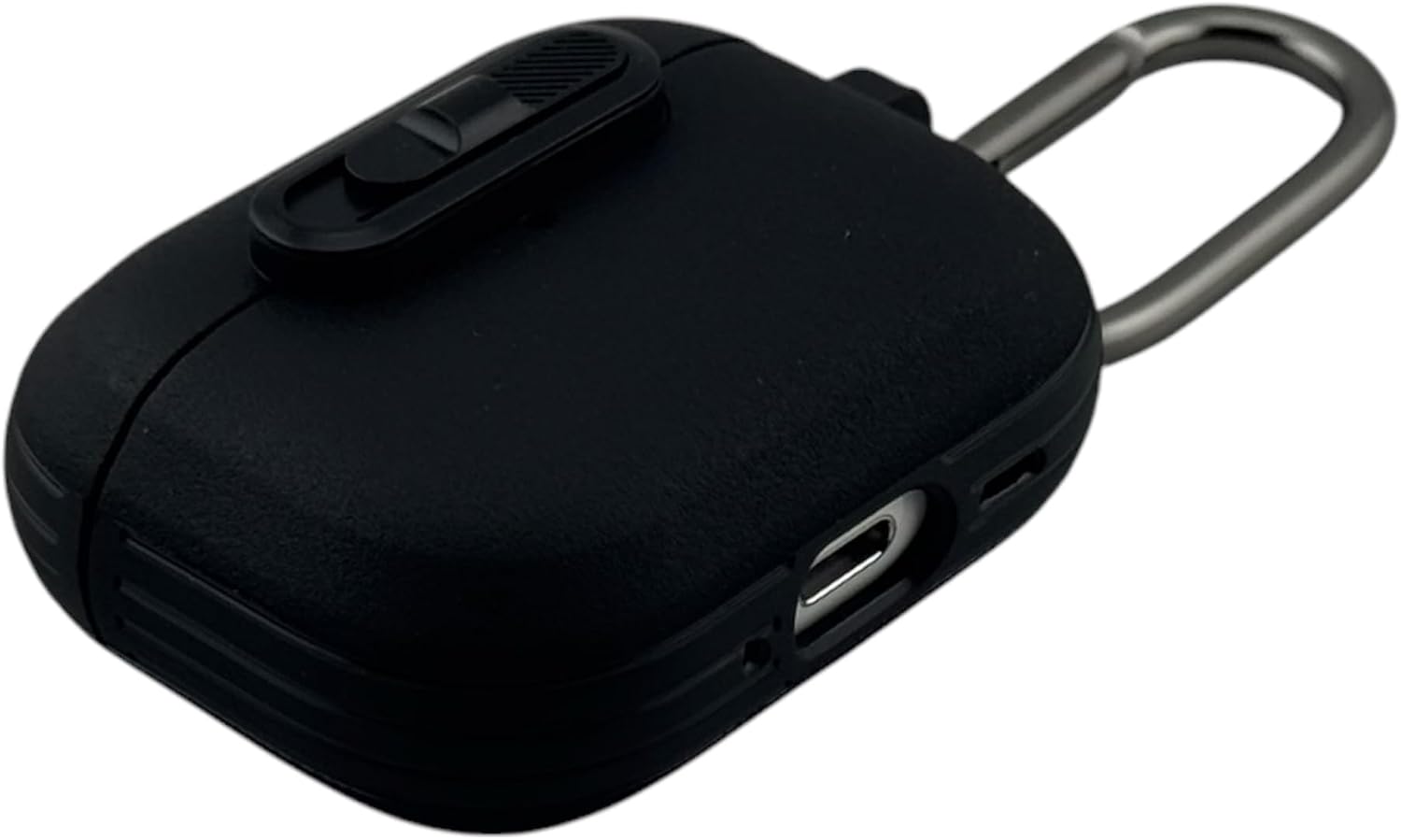 Silicone Hard Case Compatible with AirPods Pro 3 (2025), Black, with Carabiner Clip