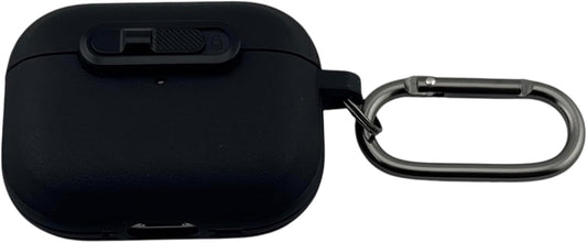 Silicone Hard Case Compatible with AirPods Pro 3 (2025), Black, with Carabiner Clip