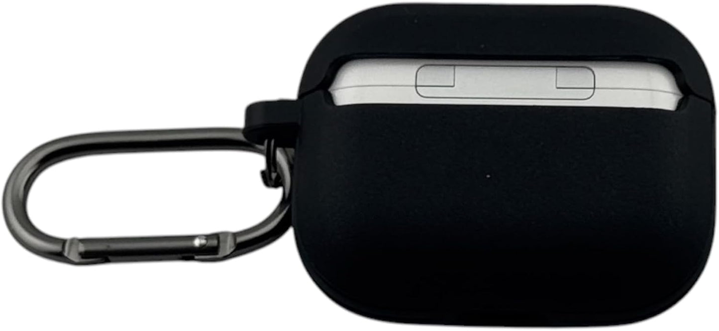 Silicone Hard Case Compatible with AirPods Pro 3 (2025), Black, with Carabiner Clip