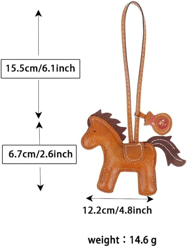 GATYZGEAR Leather Horse Handbag Charm Brown