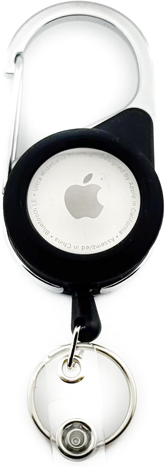 Metal Retractable Keychain Reel with AirTag Holder