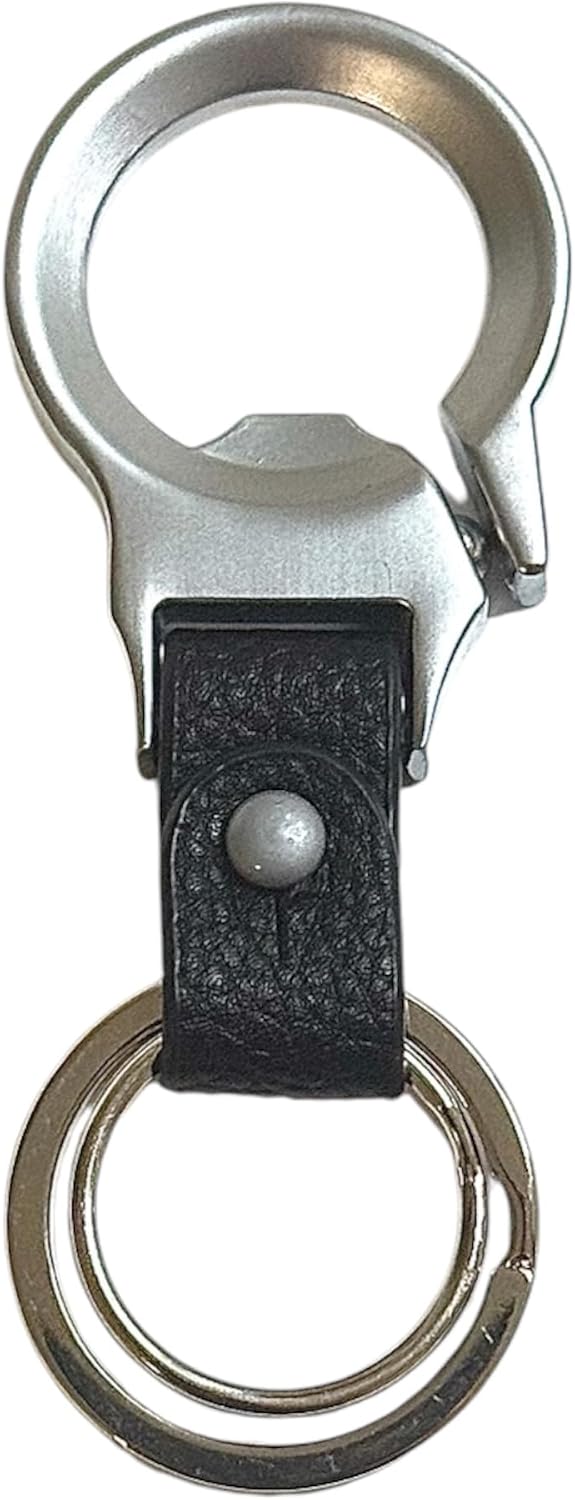 GATYZGEAR Bottle Opener Keychain with Black Leather Strap Double Loop Rings