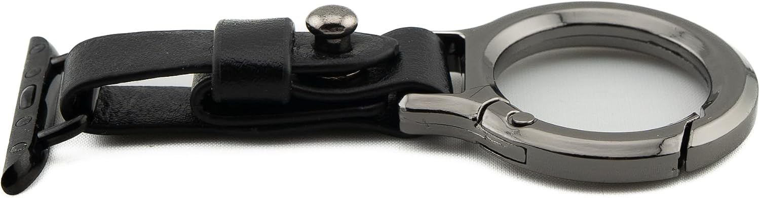 Belt Loop Keychain Compatible with Apple Watch, Black Leather Strap, 42/44/45/49mm
