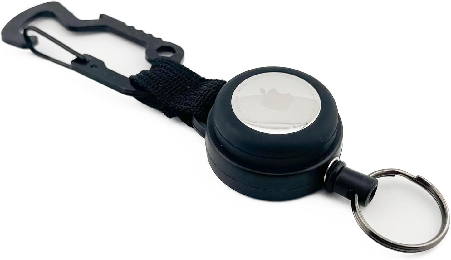 Heavy-Duty Retractable AirTag Keychain, Black