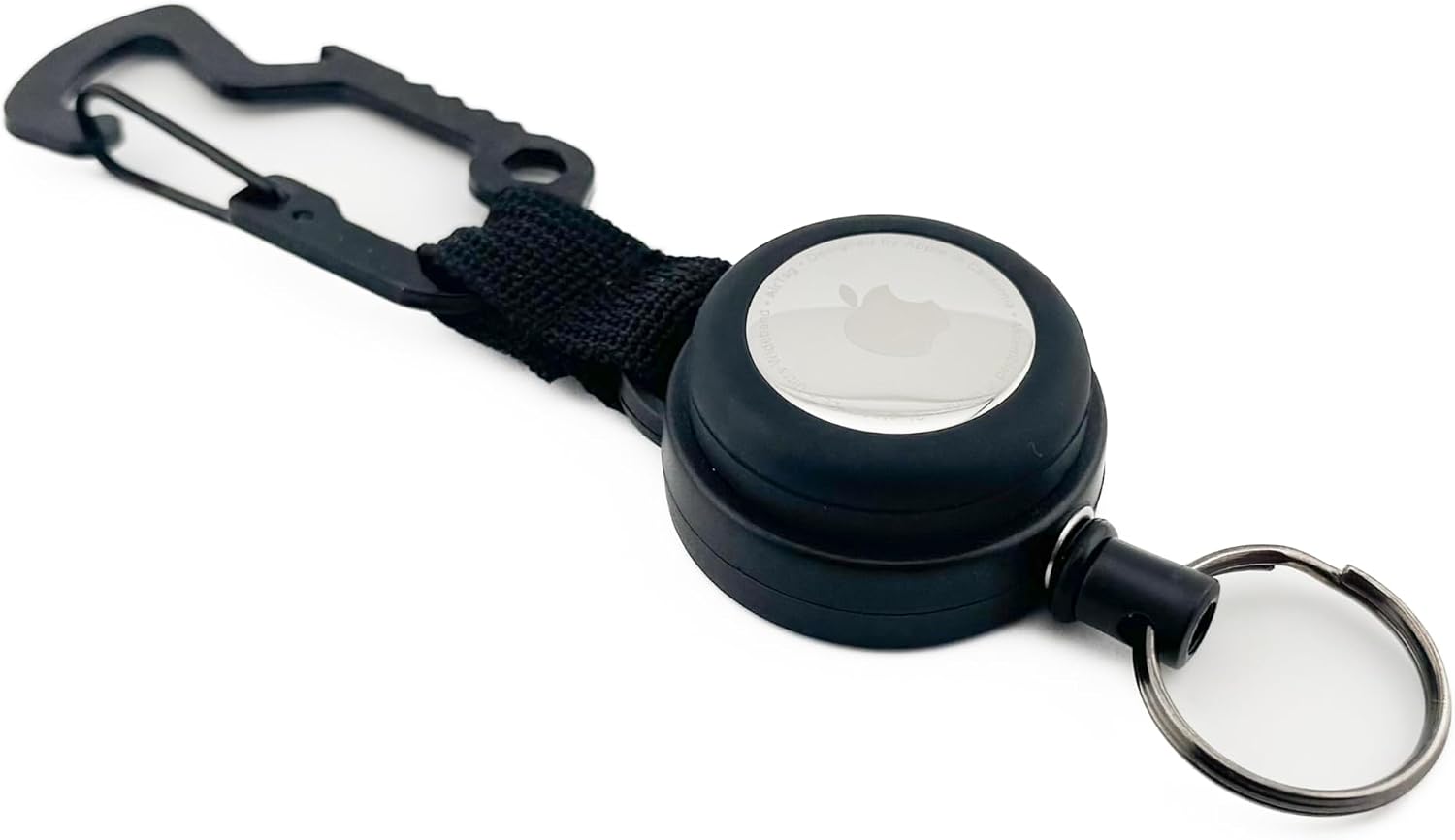 Heavy-Duty Retractable AirTag Keychain, Black