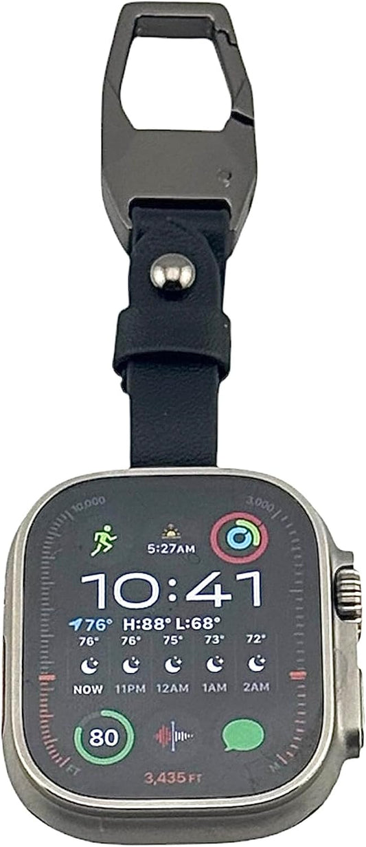 Clip Keychain with Leather Strap compatible with Apple Watch 42/44/45/49mm