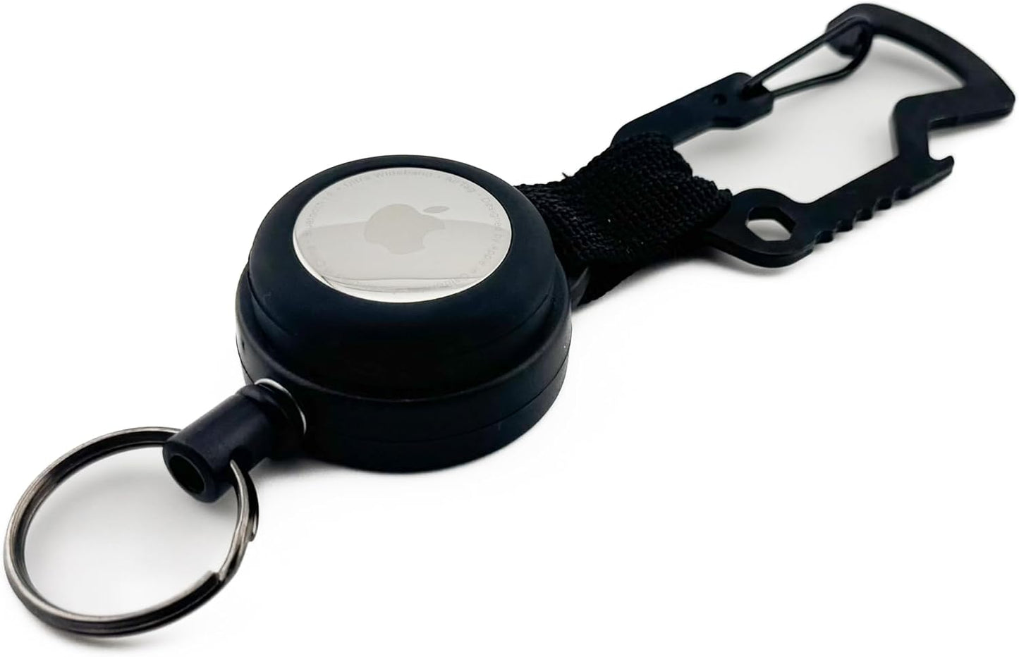 Heavy-Duty Retractable AirTag Keychain, Black