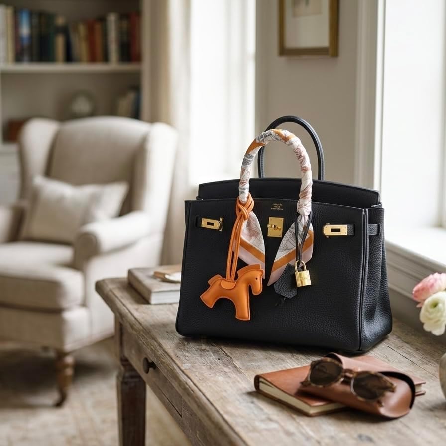GATYZGEAR Orange Leather Horse Handbag Charm, Cute Pony Bag Accessory with Strap