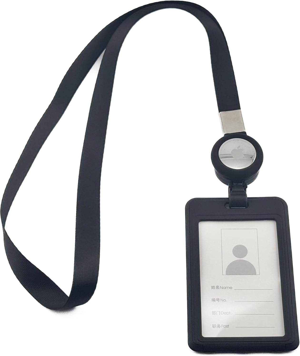 AirTag ID Badge Lanyard, Double-Sided, Black