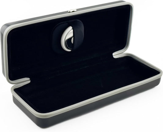 Metal Eyeglasses Case with AirTag Holder, Black
