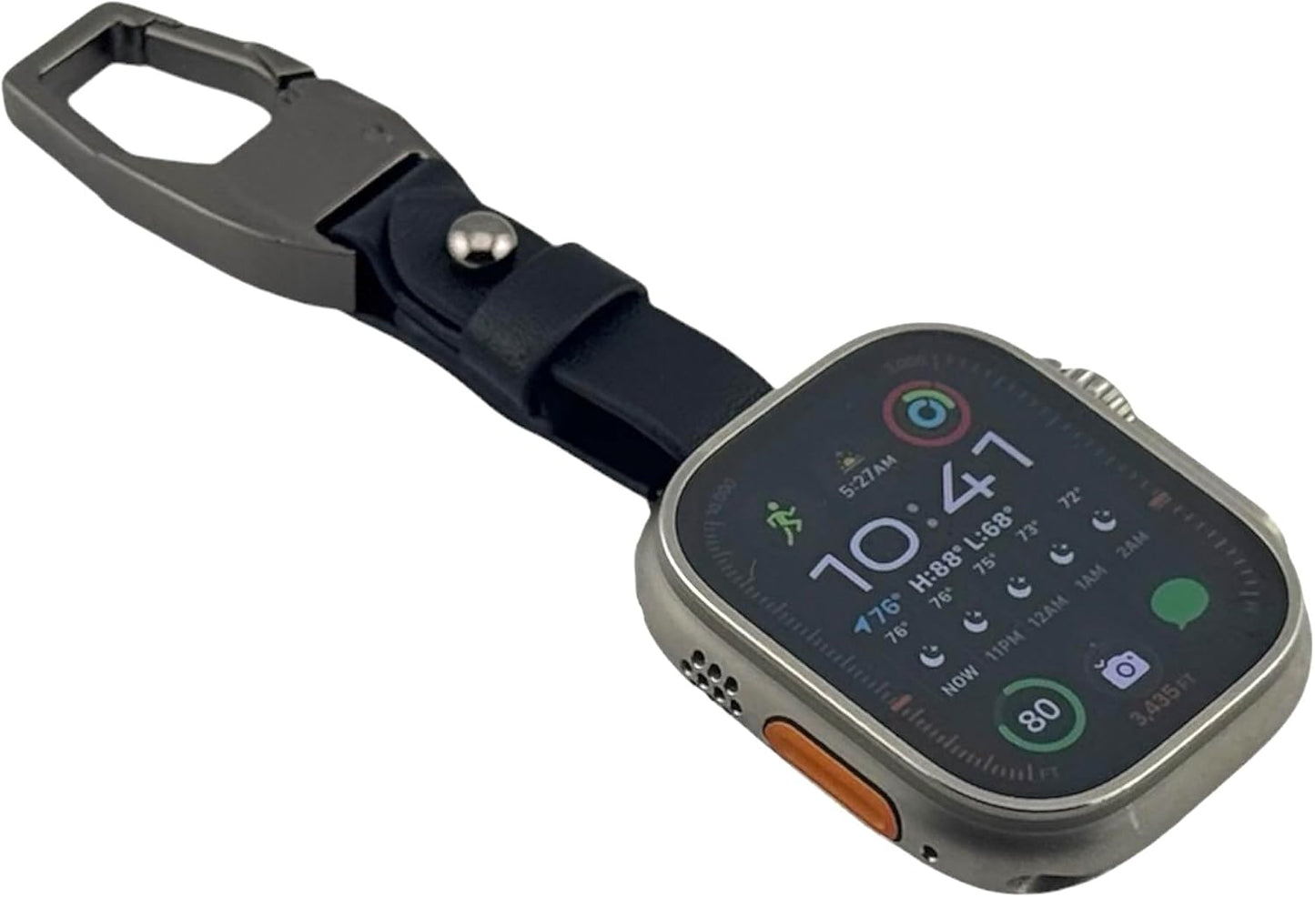 Clip Keychain with Leather Strap compatible with Apple Watch 42/44/45/49mm