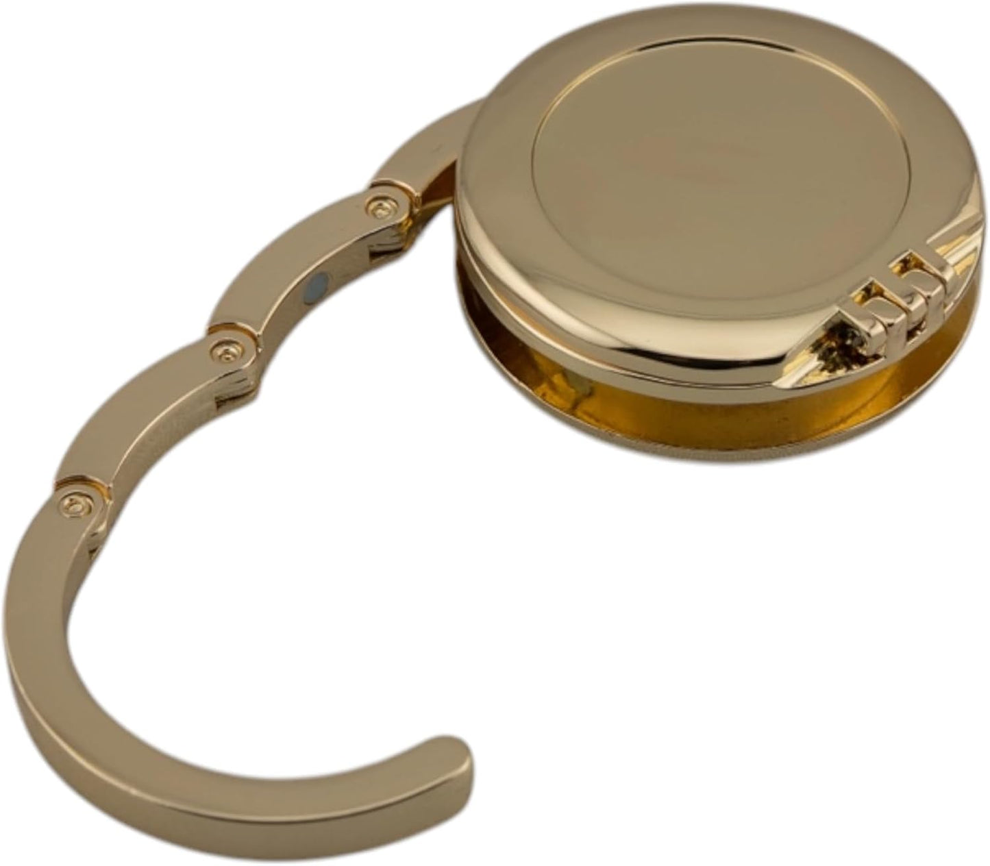 GATYZGEAR Gold Compact Handbag Hook with Mirror, All Metal Fold-Up Design, Polished Finish