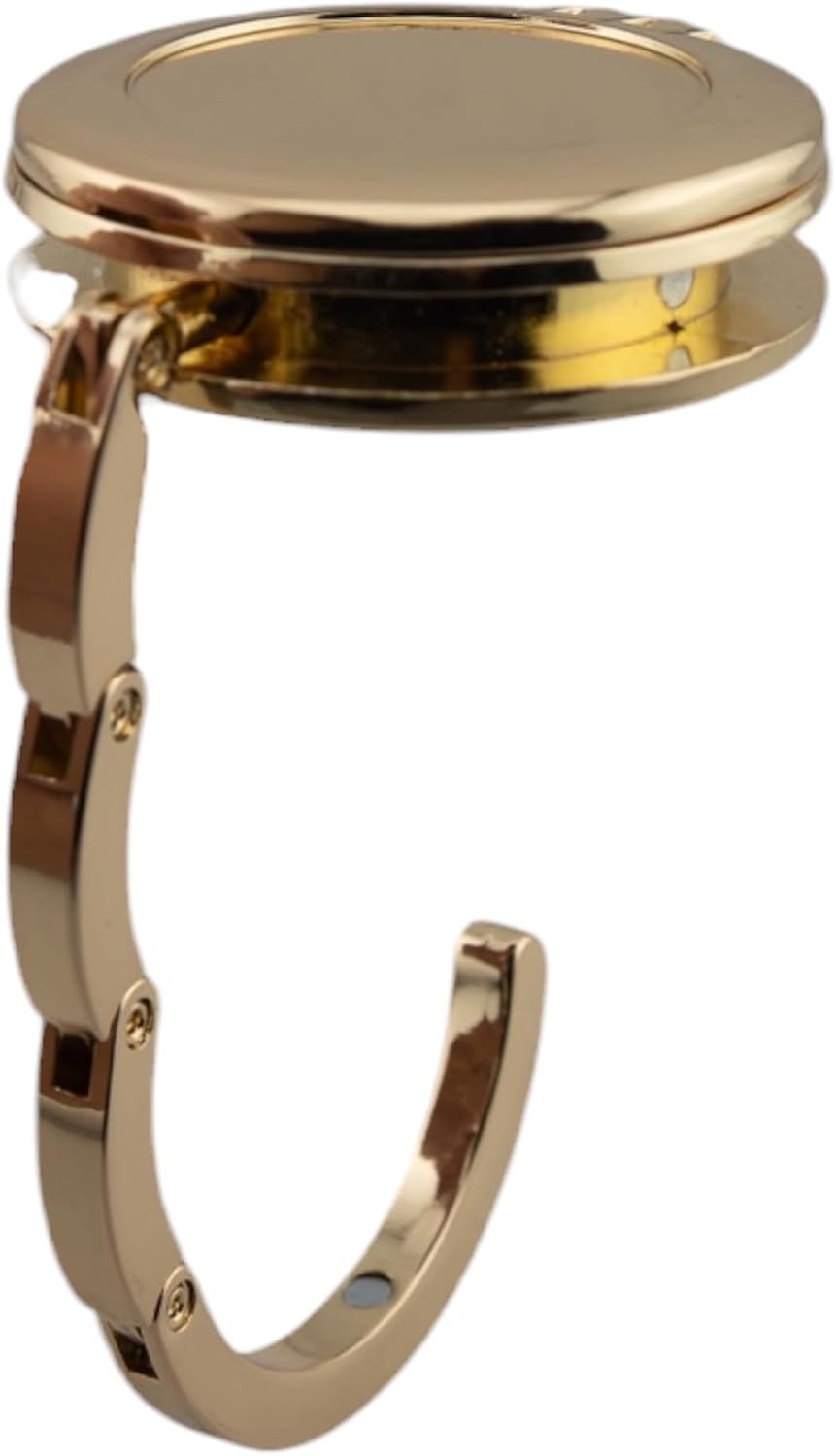 GATYZGEAR Gold Compact Handbag Hook with Mirror, All Metal Fold-Up Design, Polished Finish