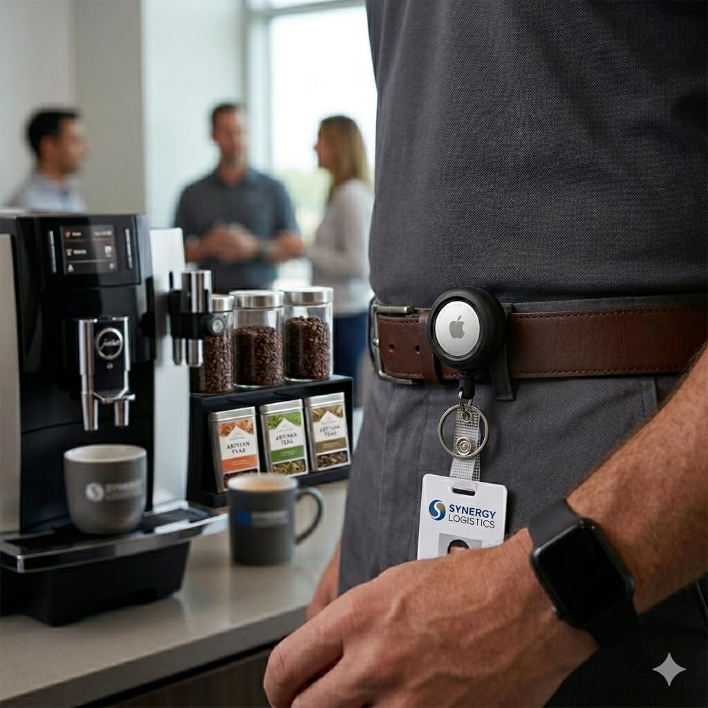 Heavy Duty Retractable Badge Reel with Key Ring, Black, Compatible with AirTag, Thick Belt Clip