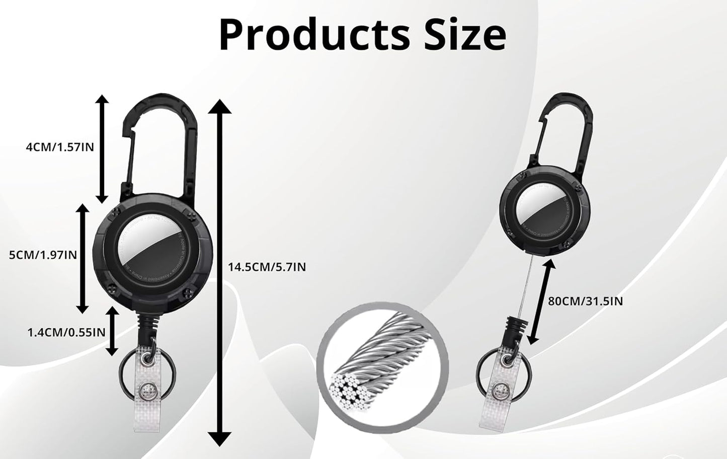 Carabiner ID Badge Reel with AirTag Holder