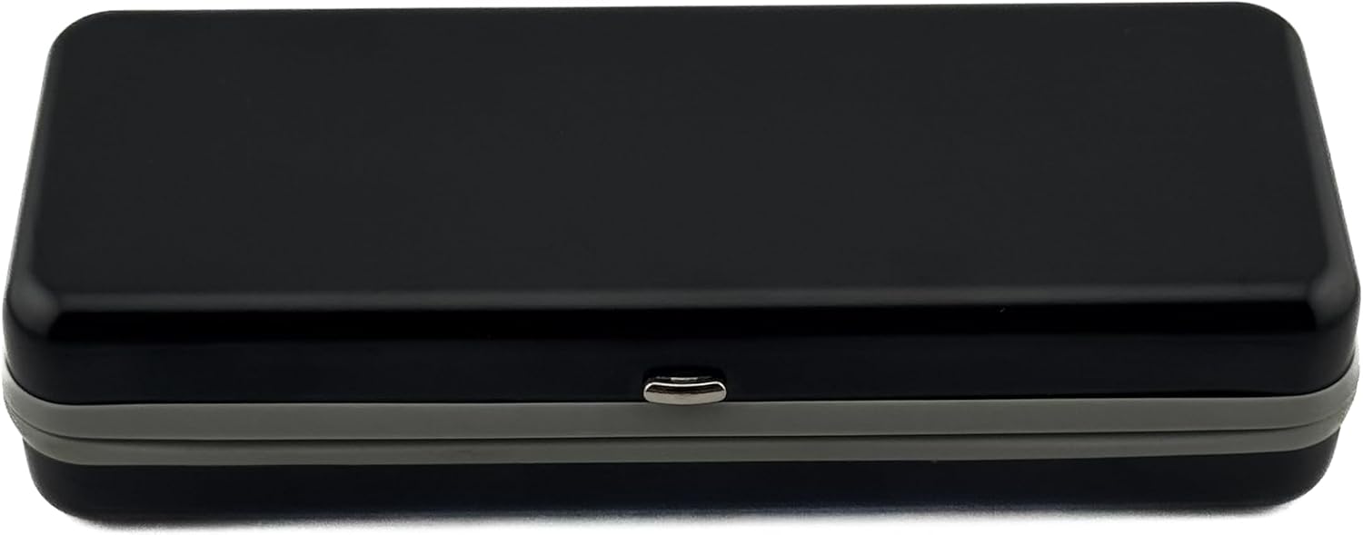 Metal Eyeglasses Case with AirTag Holder, Black