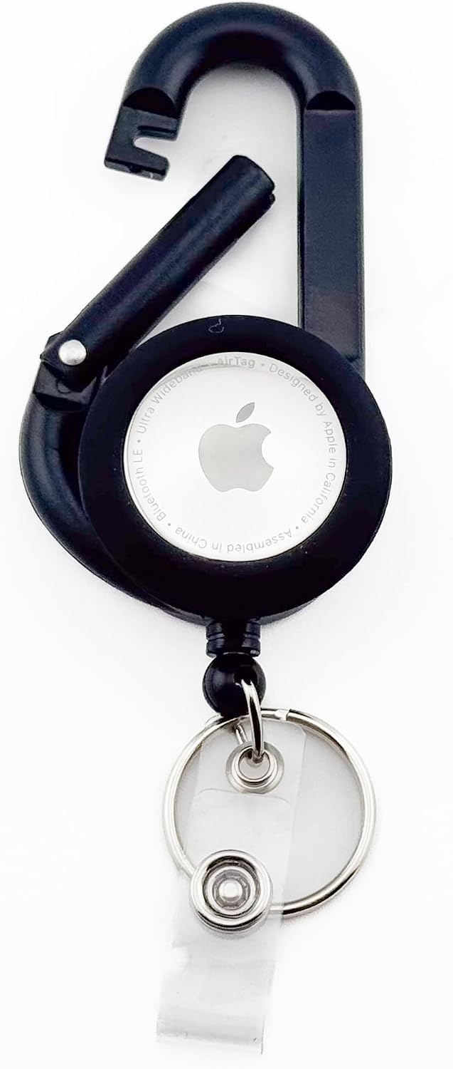 AirTag Carabiner Badge Reel with Belt Clip