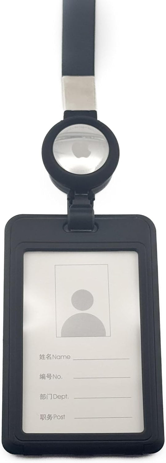 AirTag ID Badge Lanyard, Double-Sided, Black