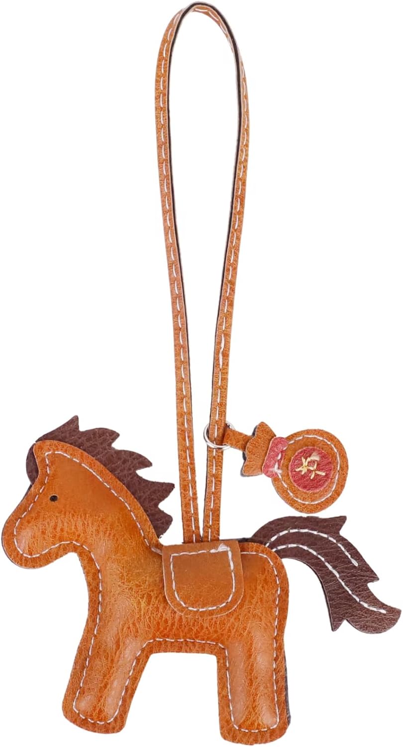 GATYZGEAR Leather Horse Handbag Charm Brown