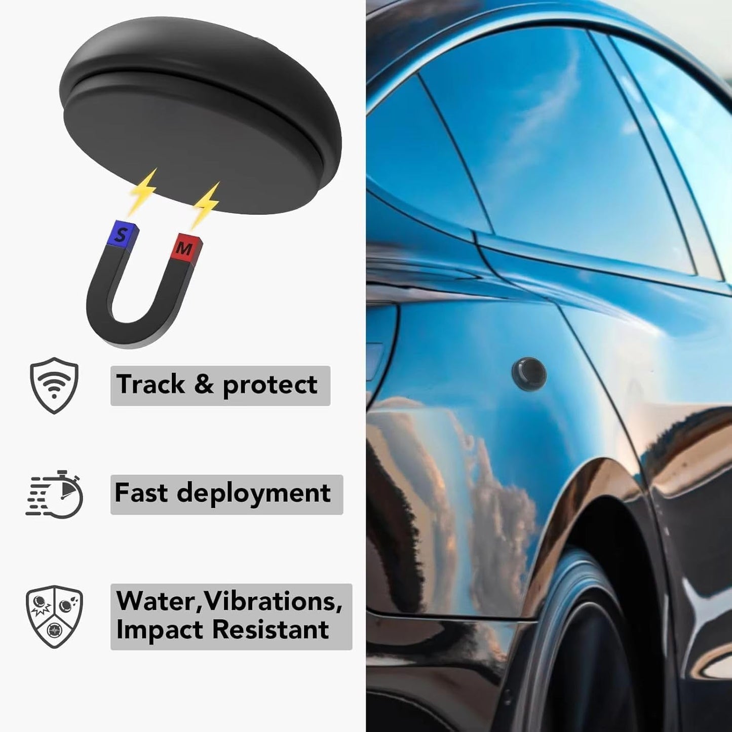 Magnetic Waterproof AirTag Case, Black