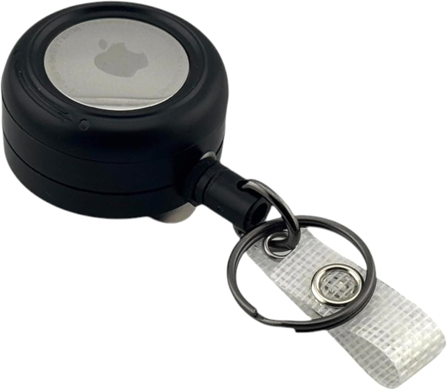 Heavy Duty Retractable Badge Reel with Key Ring, Black, Compatible with AirTag, Thick Belt Clip
