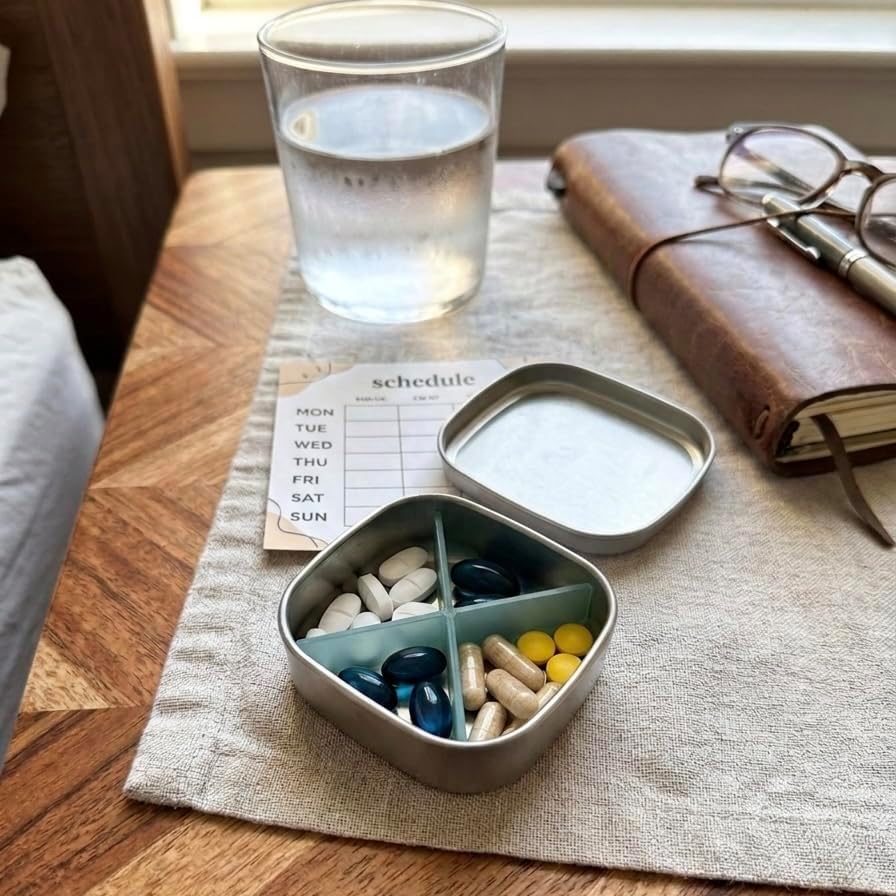 304 Stainless 4-Compartment Pill Box