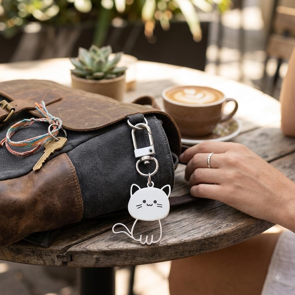 GATYZGEAR Cute Cat Keychain Polished Metal