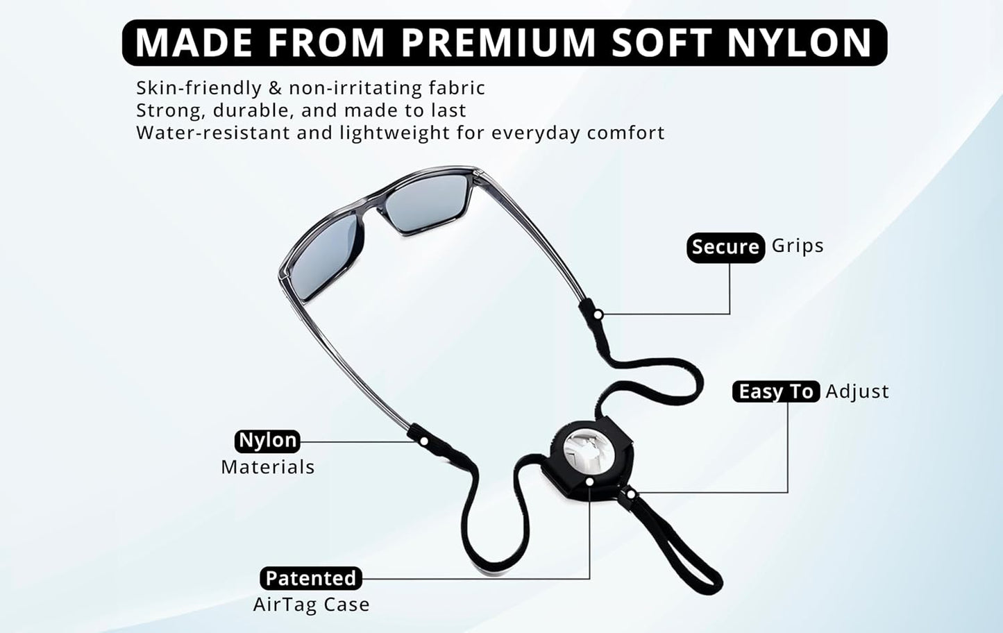 AirTag Eyeglass Sport Strap, Black (Alt SKU)