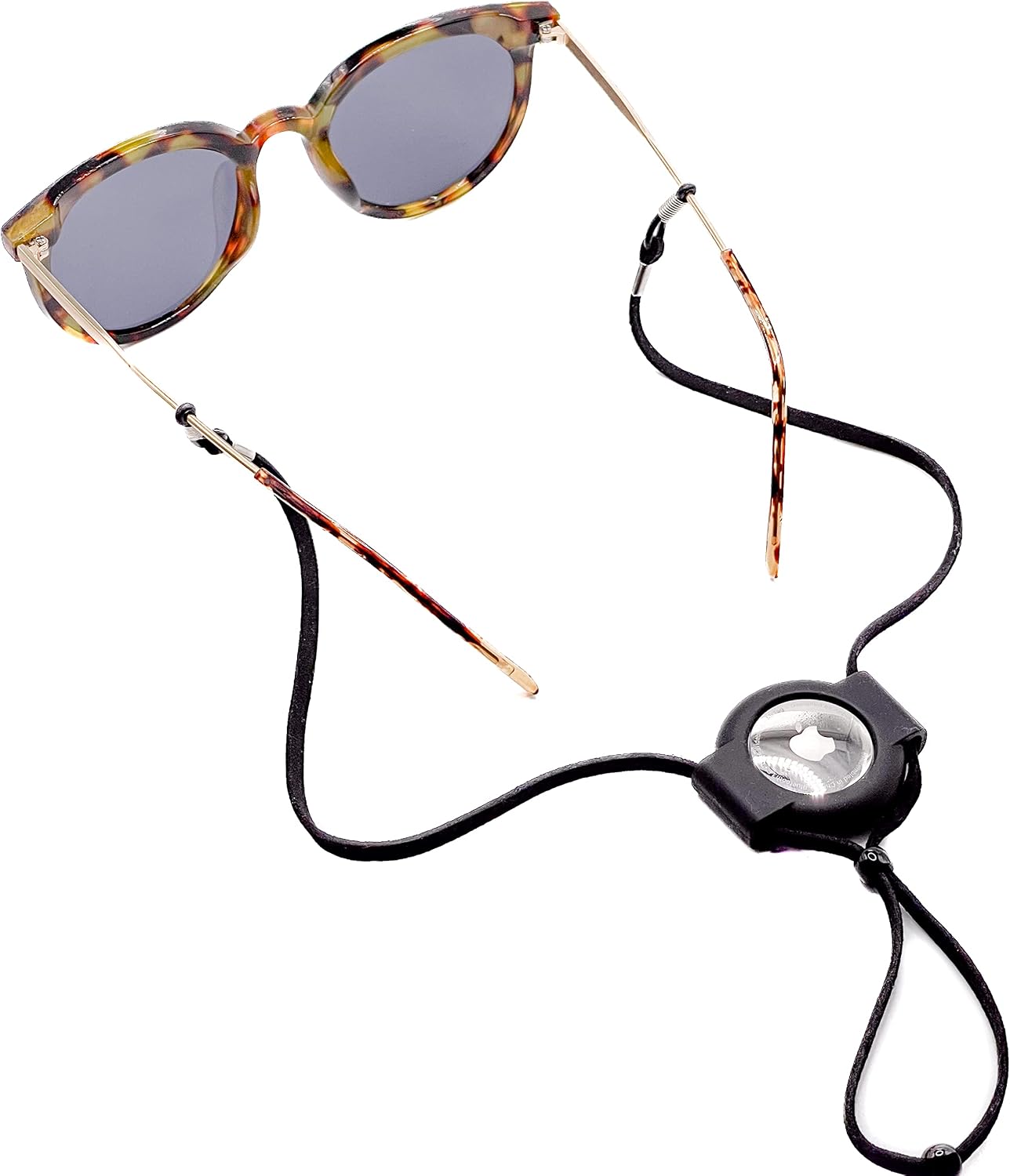 AirTag Leather/Silicone Glasses Strap, Black