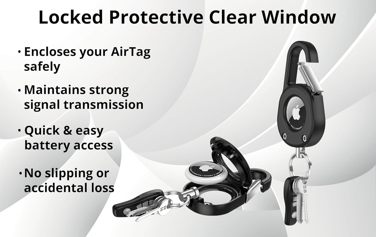 AirTag Holder Case with Metal Carabiner