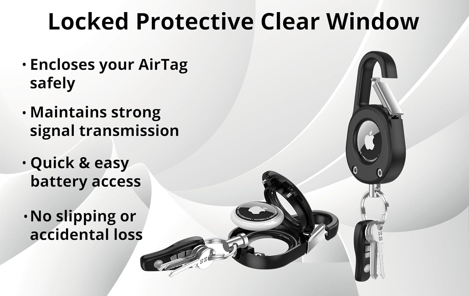 AirTag Holder Case with Metal Carabiner