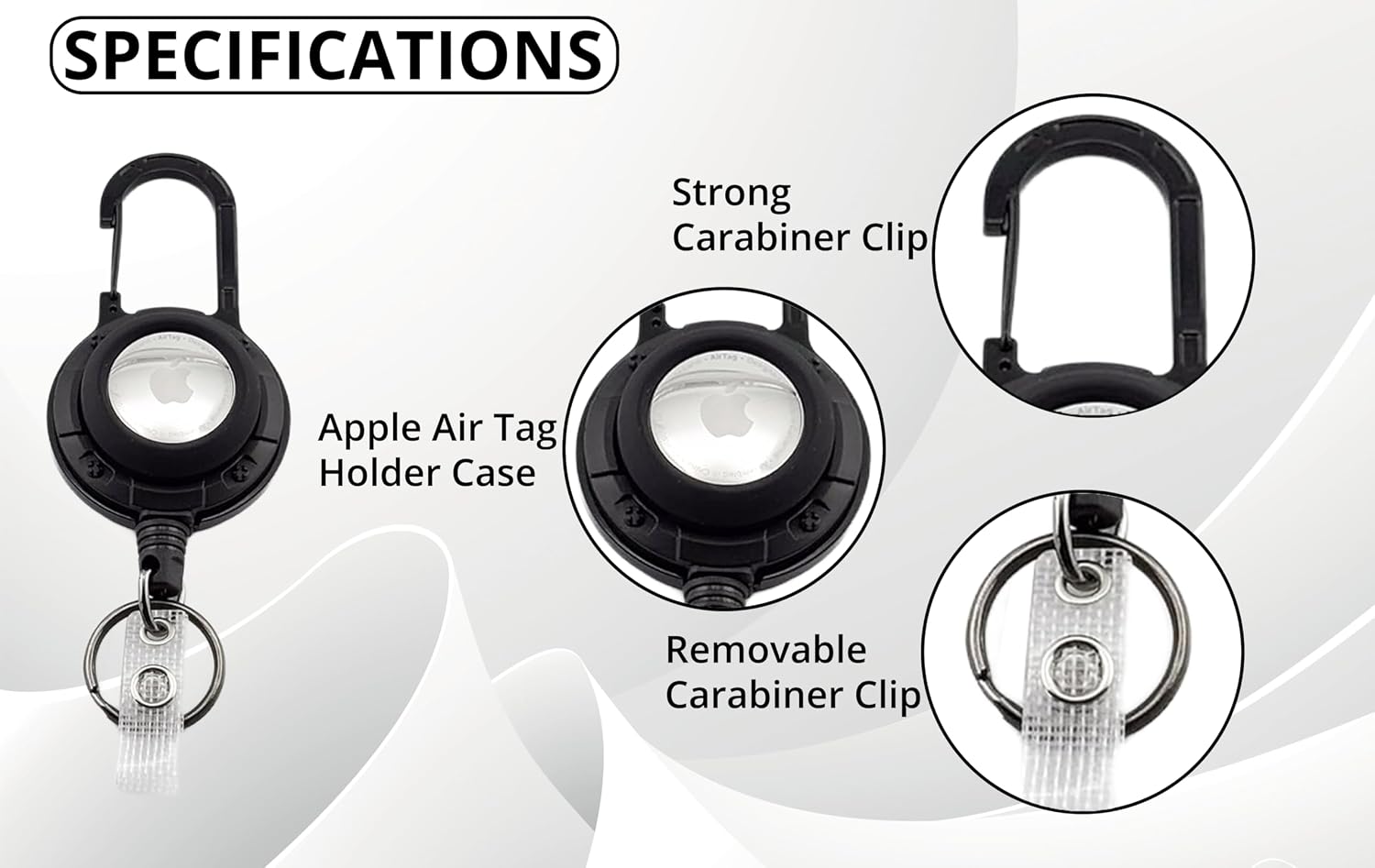 Carabiner ID Badge Reel with AirTag Holder