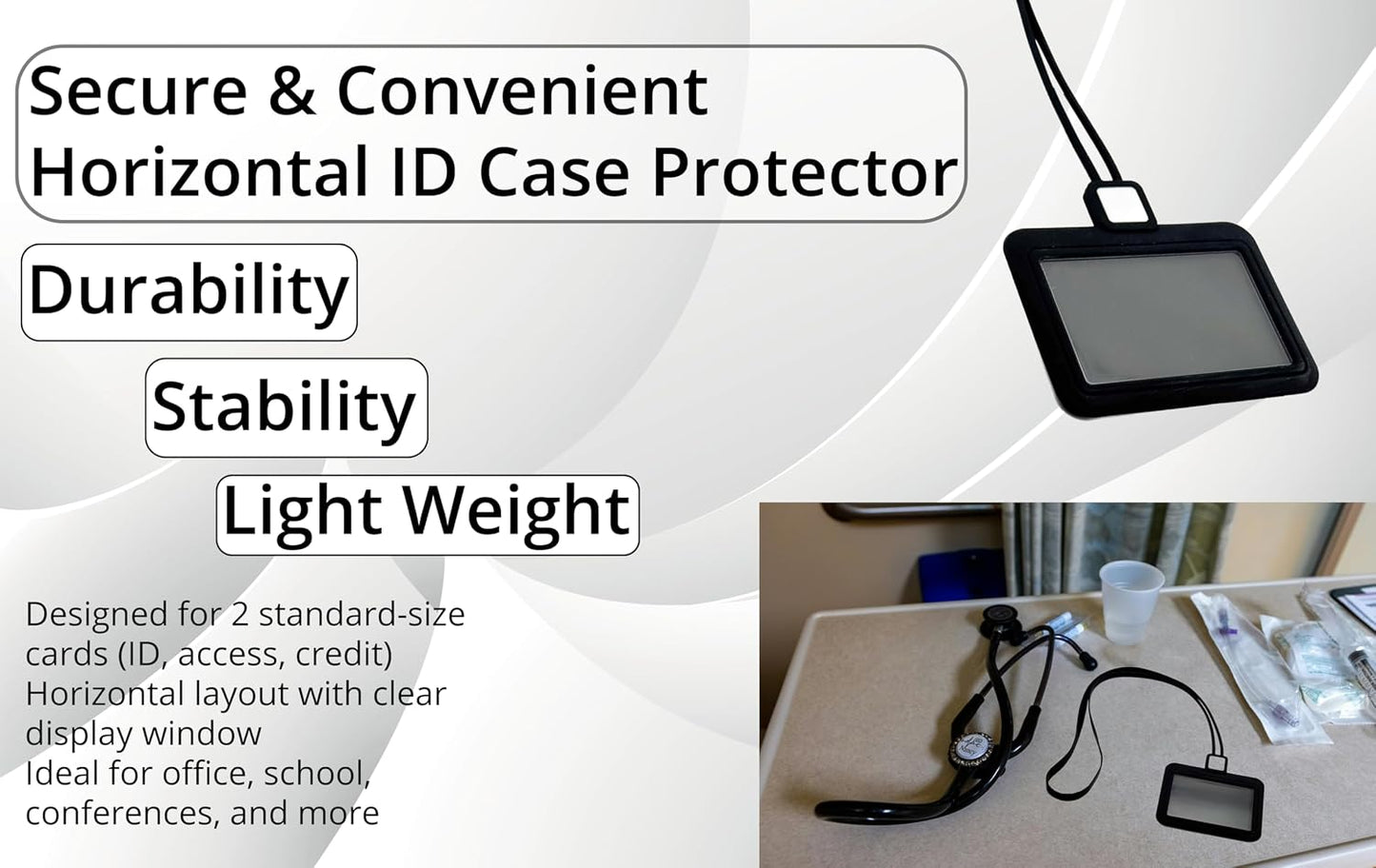 Clear Dual-Layer ID Badge Holder with Lanyard