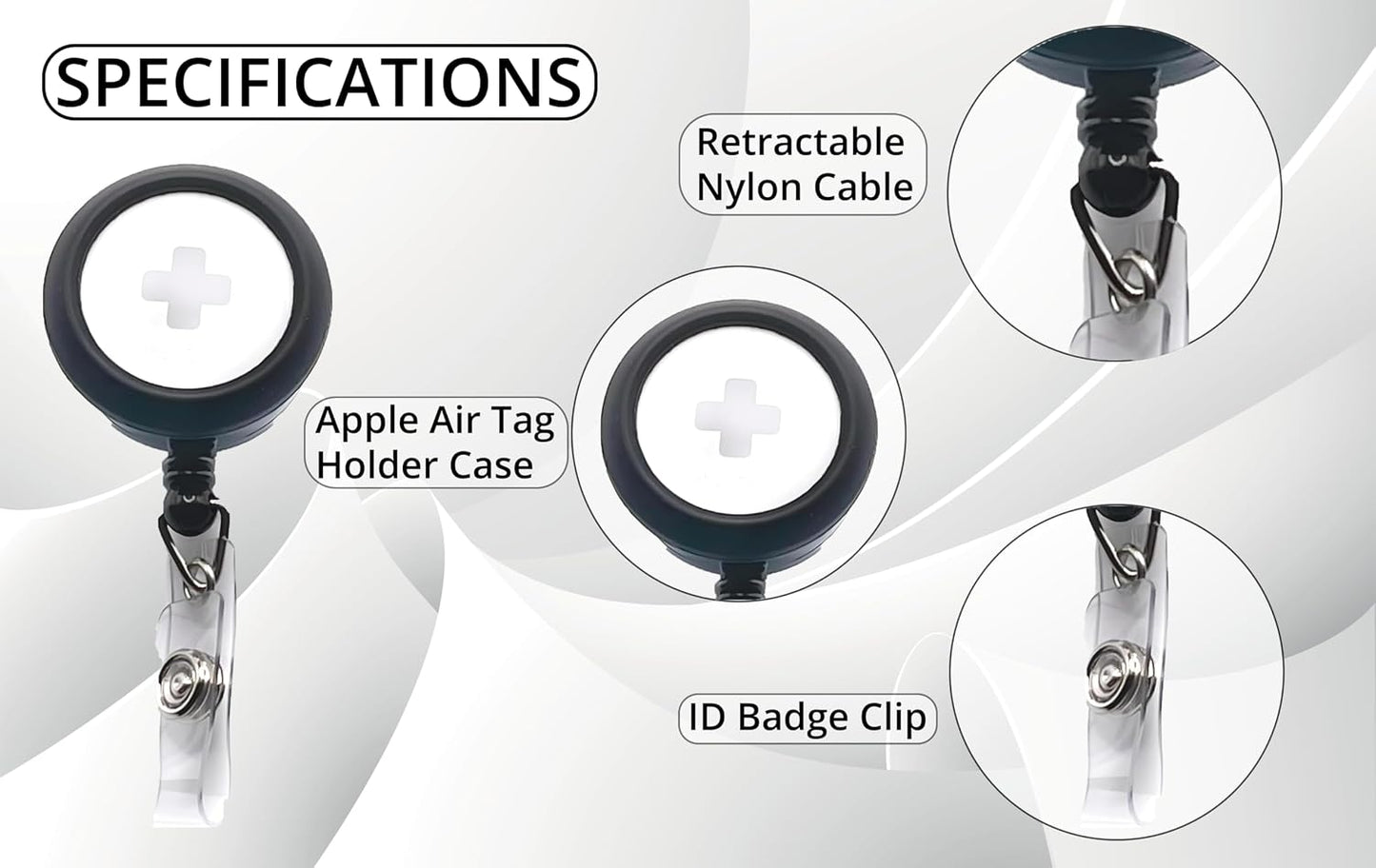 Alligator-Clip ID Badge Reel with AirTag Holder