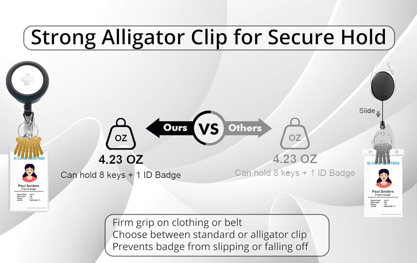 Alligator-Clip ID Badge Reel with AirTag Holder