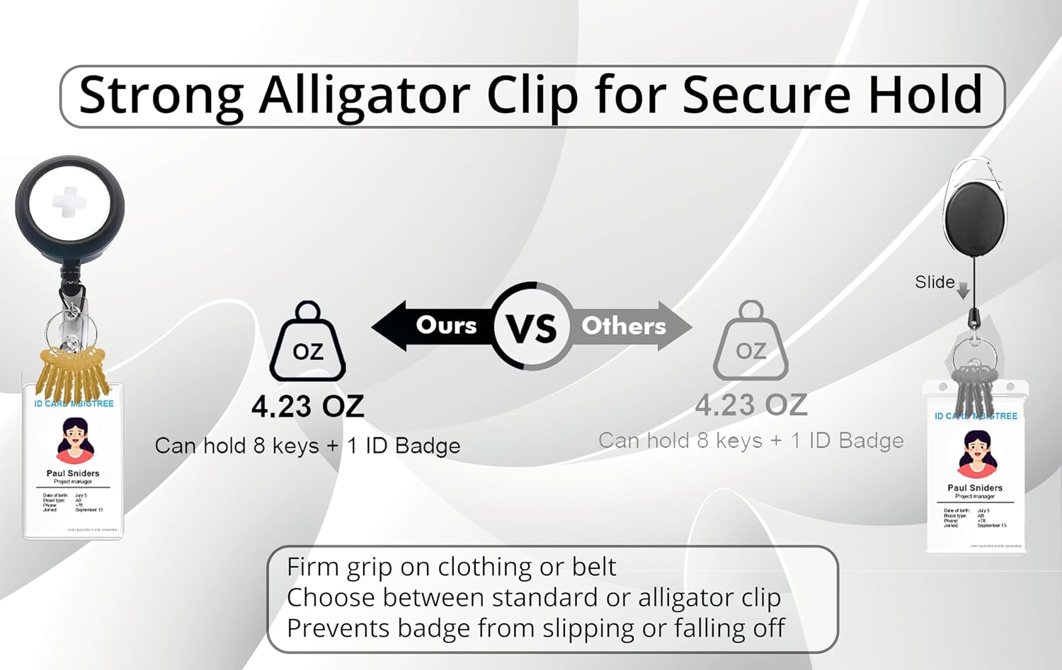 Alligator-Clip ID Badge Reel with AirTag Holder