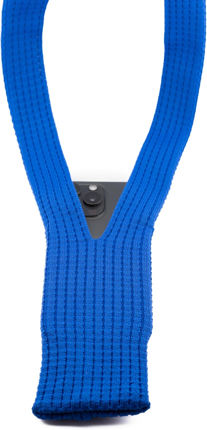 Blue Knit Crossbody Phone Bag