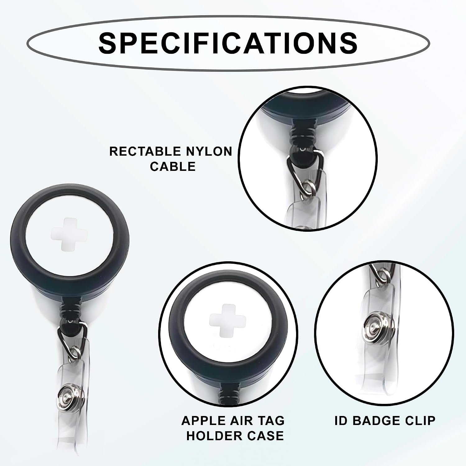 Heavy-Duty Pocket-Clip Badge Reel with AirTag Slot