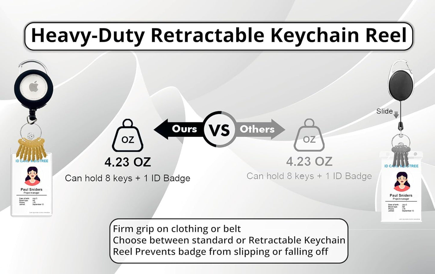 Metal Retractable Keychain Reel with AirTag Holder