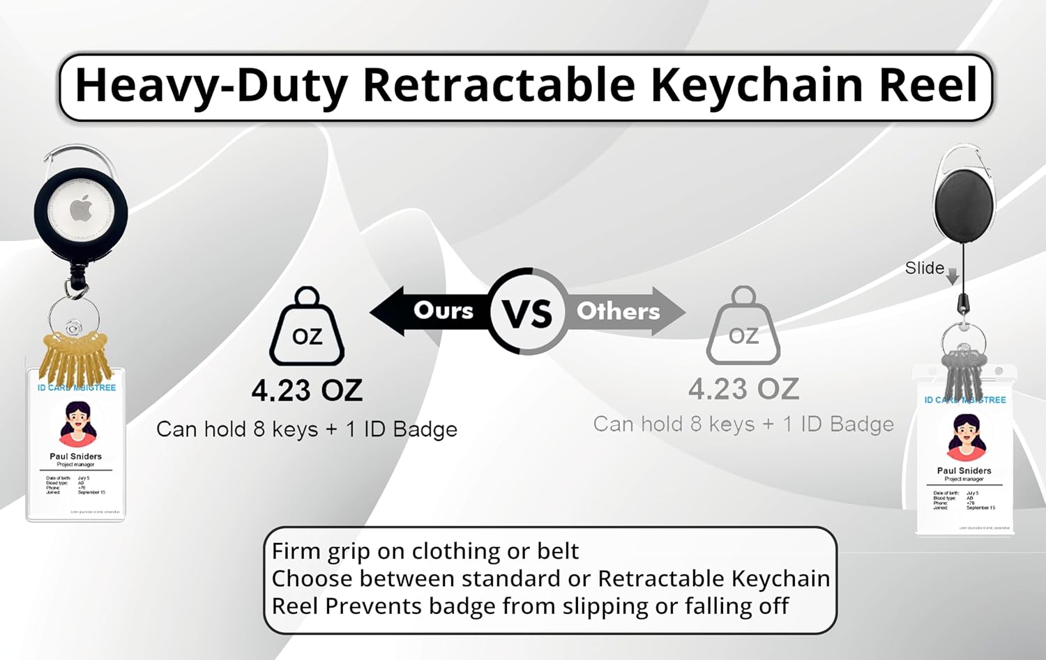 Metal Retractable Keychain Reel with AirTag Holder