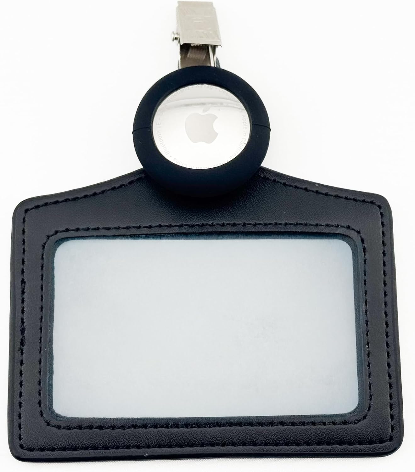 AirTag PU Leather ID Badge Holder with Clip