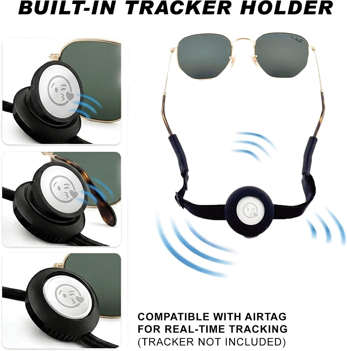 AirTag Adjustable Band Eyeglass Strap, Black