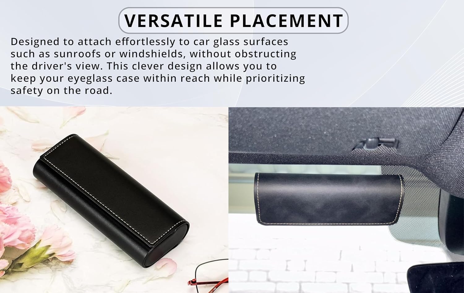 Magnetic Leather Car Glasses Case, Contrast Stitch